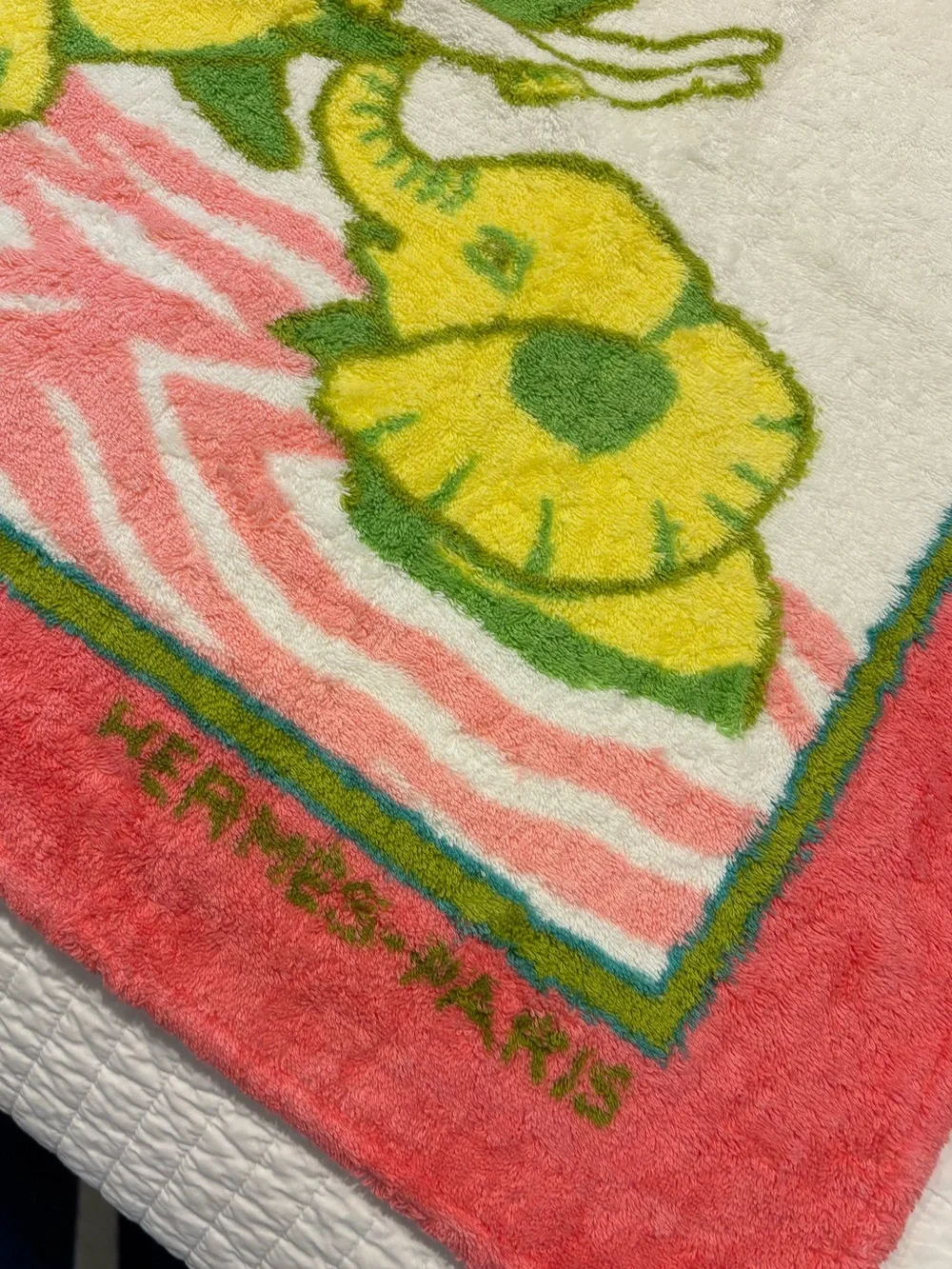 Hermès Paris Pink & Yellow Vintage Beach Towel